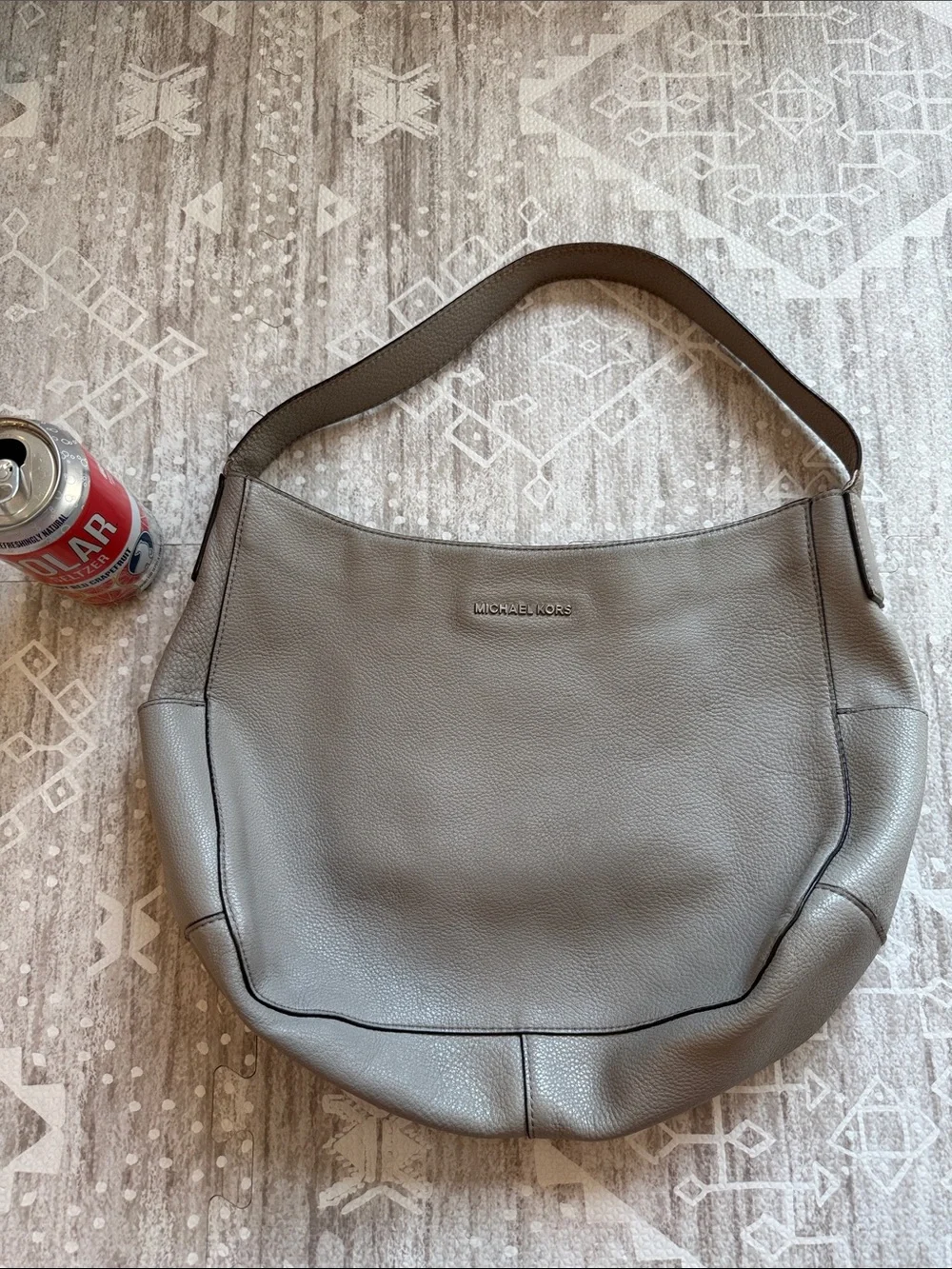Michael Kors Grey Leather Shoulder Hobo Bag